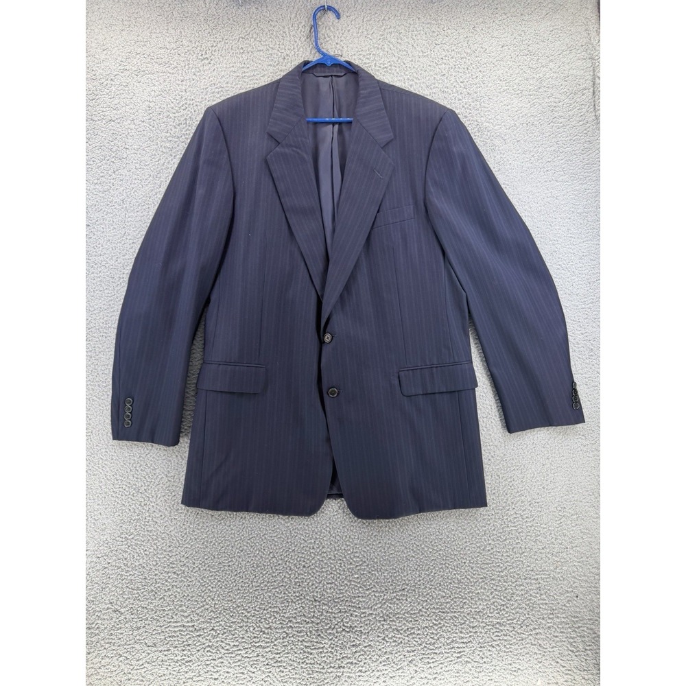 Hickey Freeman Navy Blue Gray Stripe Blazer 46 XLG Loro Piana‎ Suit Jacket